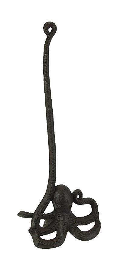 Cast Iron Paper Towel Holders Brown Cast Iron Swimming Octopus Paper Towel Holder 7.25 X 18 X 4 Inches Brown