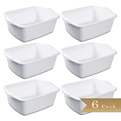 Pack of 6 - TrueCraftware White Dishpan Container - 12 Quarts