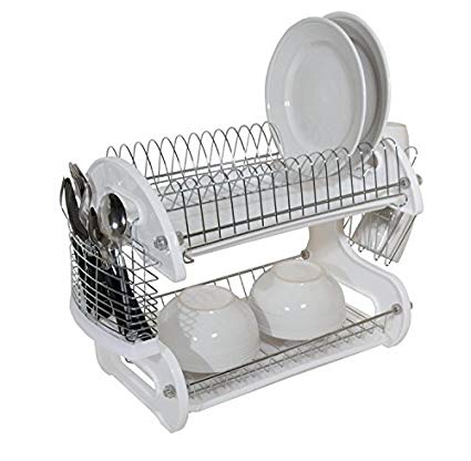 Elegant Comfort PLASTIC Dish Drainer Chrome FinishWHITE