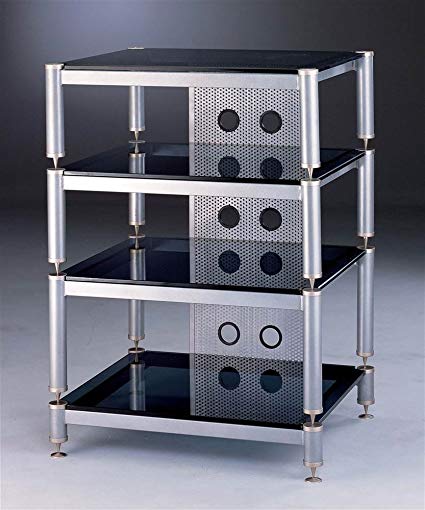 BLG Series Audio Video Rack w Grey Silver Shelves