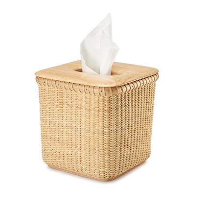 Tengtian Brand, Nantucket Basket, Extraction Paper Basket, Tissue Box, Toilet Paper Storage Containers,paper Towel Holders, Woven Rattan, Chinese Traditional Handicrafts, Casual Style, Natural Environmental Protection (Oak)