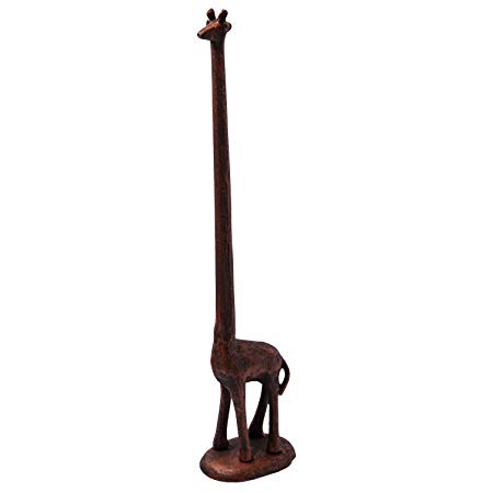 Paper Towel Holder or Free Standing Toilet Paper Holder- Cast Iron Giraffe Paper Holder - Bathroom Toilet Paper Holder or Stand Up Paper Towel Holder - Rustic Cooper w/Vintage Finish by Comfify