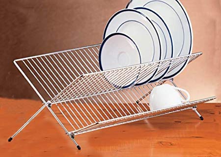 Creative Home Chrome Plated Heavy Gauge Stainless Steel Folding Dish Rack