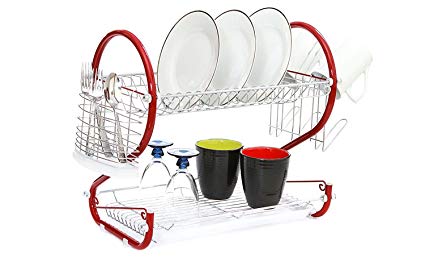 Diamond Home S-Shaped Red Dish Rack