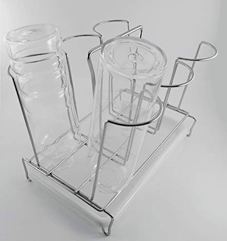 Bottle Drainer Drying Rack For 6 Large Water Bottles White Drip Tray Mason Jars Cutting Boards Plastic Bags Fits Most Beer Bottles Glass Water Bottles Wine Plastic Stainless Steel Bottles Kitchen