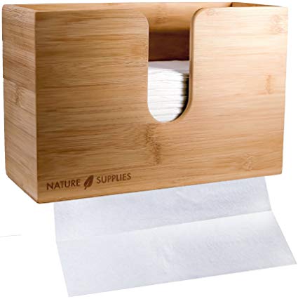 Nature Supplies Bamboo Paper Towel Dispenser For Bathroom and Kitchen - Wall Mount and Countertop Multifold Paper Towel, C-Fold, Zfold, Tri fold Hand Towel Holder Commercial