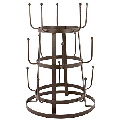 MyGift Vintage Rustic Brown Iron Mug / Cup / Glass Bottle Organizer Tree Drying Rack Stand