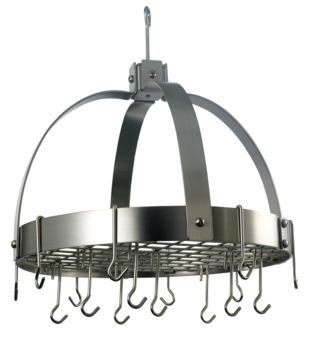 18.5 x 21 Dome Satin Nickel Pot Rack w/Grid 16 Hooks