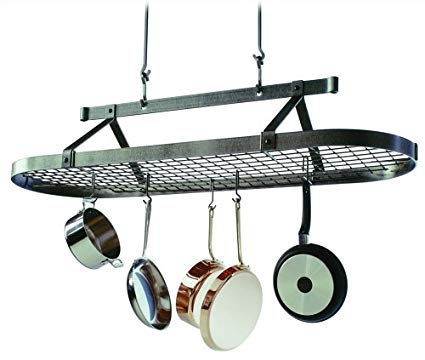 Enclume Premier 5-Foot Oval Ceiling Pot Rack, Hammered Steel