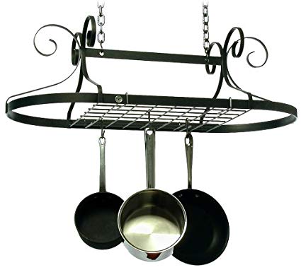 Enclume Decor Oval, Ceiling Pot Rack, Hammered Steel