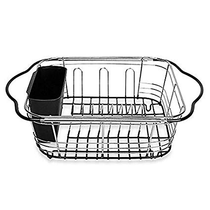 Dish Drying Rack In Sink, On Counter, Or Expandable Over the Sink Dish Drainer with Utensil Holder