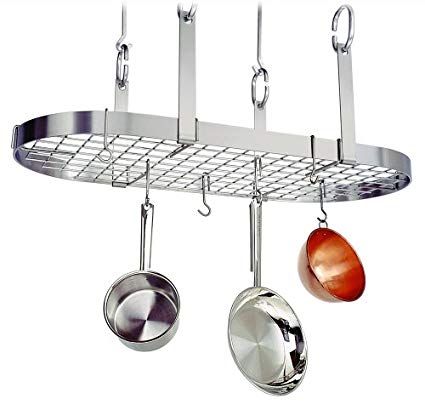 Enclume PR14wg-SS Premier 4-Point Oval Ceiling Rack with Grid, Stainless Steel