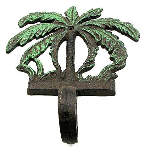 Cast Iron Green Palm Branches Wall Hook Sets of 2