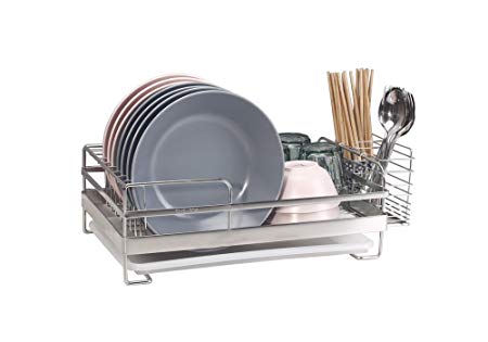 Compact Kitchen Dish Drainer Rack for Drying Glasses, Silverware, Bowls, Plates, Chopstick