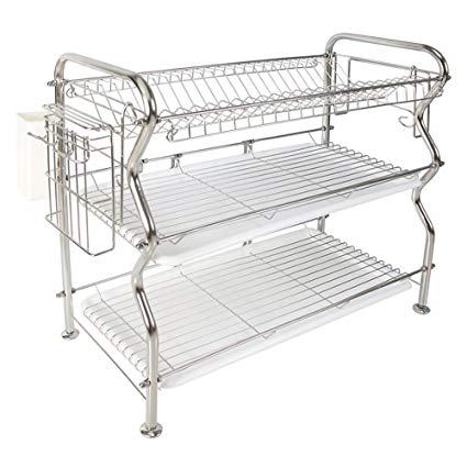 NEX HT-KC815S-M 3-Tier Dish Drainer Rack, Stainless Steel