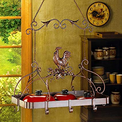 Smart Living Company 10012657 Rooster Hanging Pot Rack, None, Multi Colour