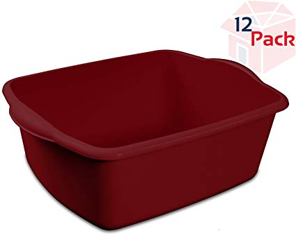 Sterilite 06575812, 12-Quart Dish Pan Red Pack of 12