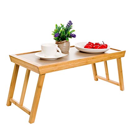 Bed Tray Table, Foldable Bamboo Breakfast Laptop Desk for Food Serving, Bed Reading, TV Watching, Outdoor Camping, Children Gaming and Handwork