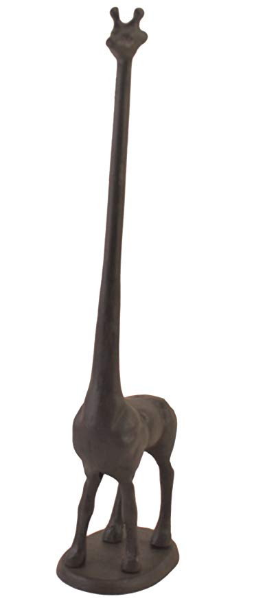 Giraffe Cast Iron Paper Towel Holder Cool Stand Rust Brown 18.625