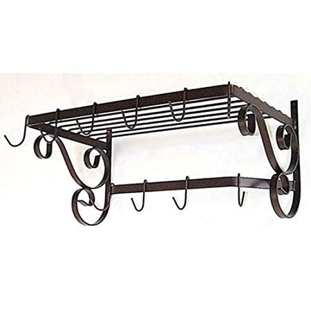 French Wall Mounted Bar Pot Rack Finish: Burnished Copper