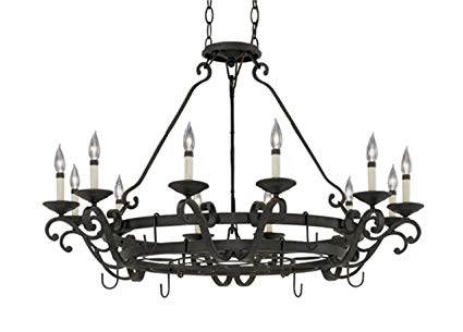 Designers Fountain 9031-NI Natural Iron Barcelona 12 Light Chandelier w/Pot Rack