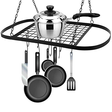 Iron Hanging Pot Holder with Hook, Kitchen Hanger Pots and Pans Rack Organizer to Storage Utility Cookware (31.1 x 16.5 x 19.7inch)