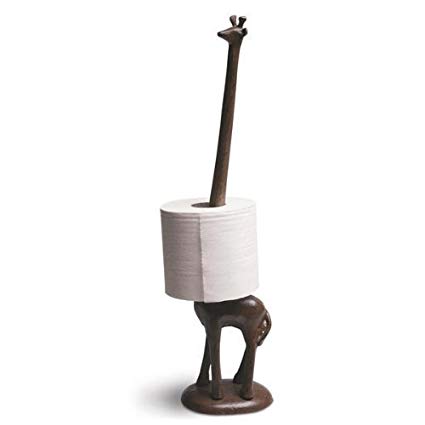 Oliadesign Rustic Cast Iron Giraffe Paper Towel Holder, Brown