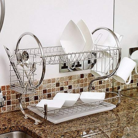 2-Tier Chrome Dish Drainer Rack