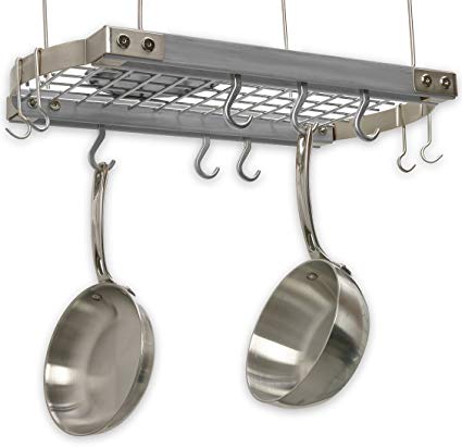 JK Adams Mini Ceiling Oval Pot Rack gray