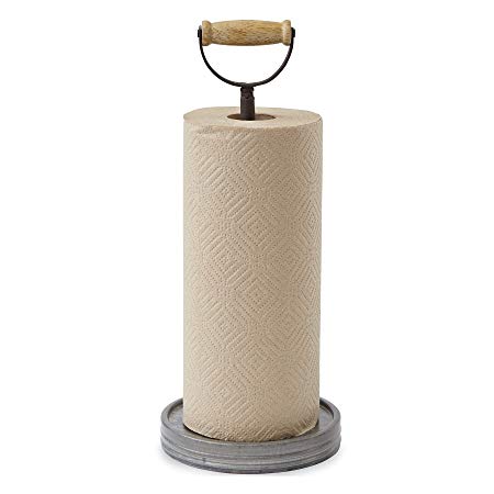 Mud Pie 4715003 Farmhouse Rustic Paper Towel Holder, Brown