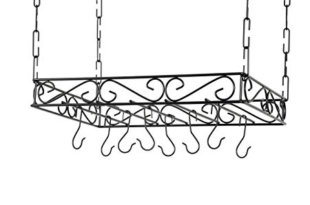 Concept Housewares PR-40530 Scrolled Iron Pot Rack, Black