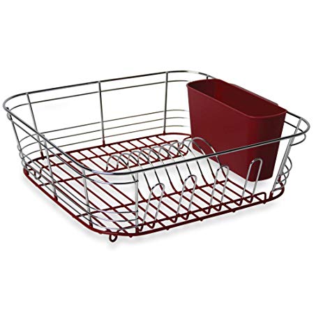 Omni Small Chrome Dipped Dish Drainer in Red, 12 3/4