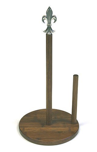 Simply Bamboo Carbonized Bamboo Paper Towel Holder with Metal Fleur-De-Lis Ornament