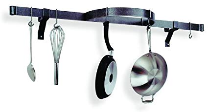 Enclume Premier Shelf with Half Circle Wall Pot Rack, Hammered Steel