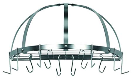 Old Dutch Half-Round Pot Rack with Grid & 12 Hooks, Satin Nickel, 22