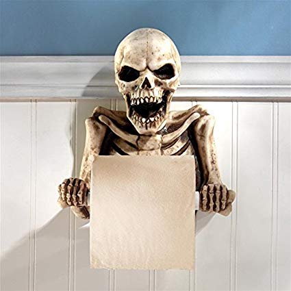 Design Toscano JQ10089 Toilet Paper Holder-Bone Dry Skeleton Bathroom Decor Roll Wall, Multicolor