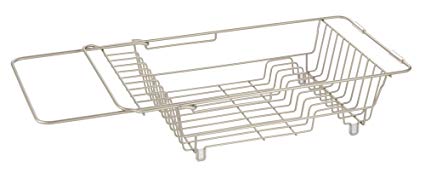 InterDesign Classico Kitchen Over-the-Sink Dish Drainer Rack for Drying Glasses, Silverware, Bowls, Plates - Satin