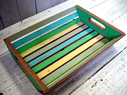 Coastlife Recycled Boat Wood Tray (Bright Coastal Color Scheme) (14