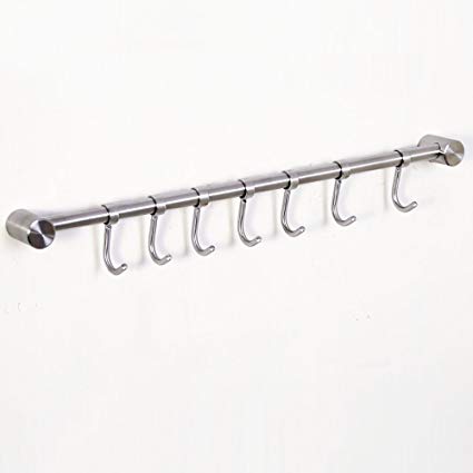 eForwish 304 Stainless Steel Kitchen Rail with 7 Hooks Hangers Wall Mounted 15