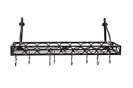 Old Dutch Bookshelf Pot Rack with 8 Hooks, Matte Black, 36.25