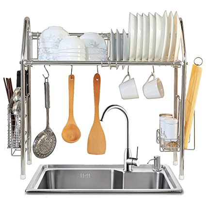 1208S Over Sink Drying Rack Dish rack Over Sink Shelf Dish Drainer, Stainless Steel (Single Groove-Single-layer)