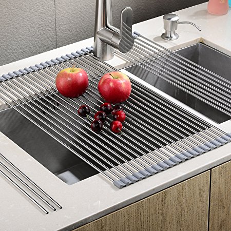 EMBATHER DRYRK-4 Sturdy Extra Large Multipurpose No Occupying Space Easily Store Heat Resistant Roll up Dish Drying Rack-Fit for Stainless Steel Sink(20.8