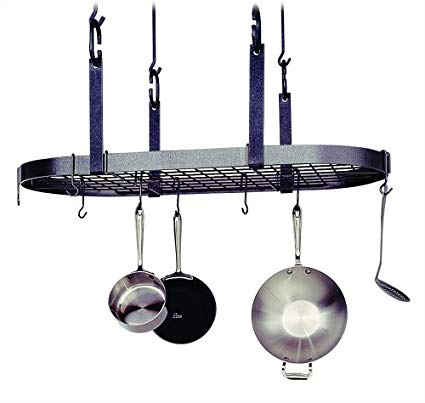 Enclume Premier 4-Point Oval Ceiling Pot Rack, Hammered Steel