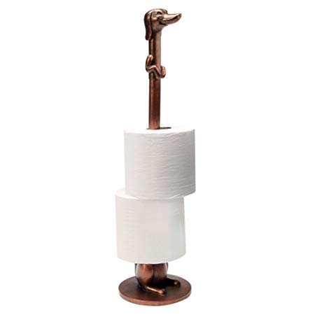 Dachshund Toilet Paper or Paper Towel Holder - Copper-Look Finish