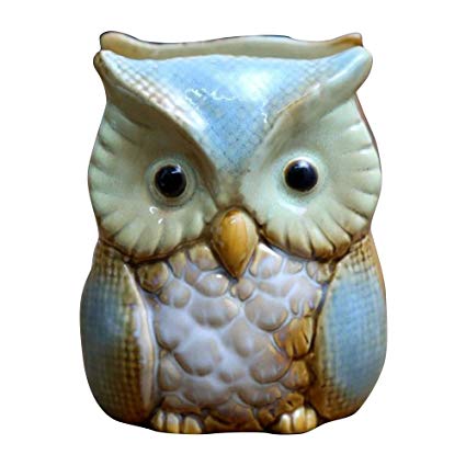 Svitolina-Handcraft 3.1x3.7x4.7in Owl Napkin Holder,Mail Holder Ceramic Napkin Holder,Office Kitchen Table Decor (Aqua)