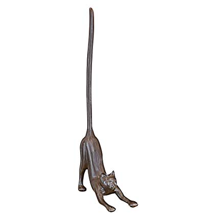 Design Toscano Kitty Crouch Cast Iron Paper Towel Holder Cat Statue, Bronze