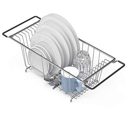 Over the Kitchen Sink Dish Drainer Drying Rack, Chrome